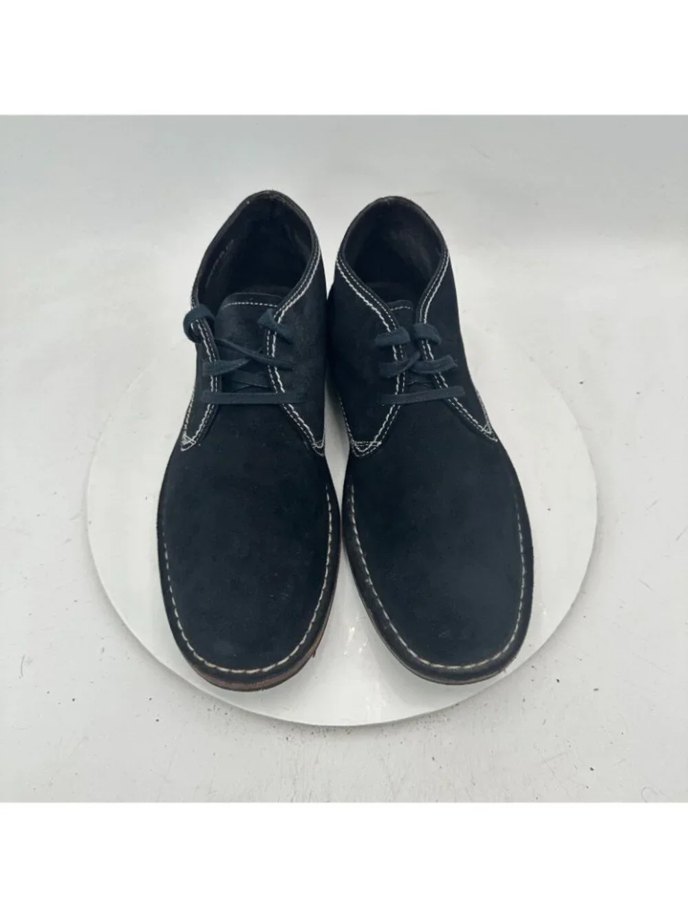 John Varvatos Hipster Men Size 9.5 M Black Suede White Stitch Ankle Chukka Boot